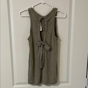 Olive Sleeveless Top with Bow Detail on back